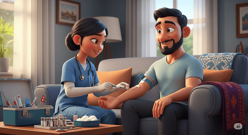 3D illustration of prostate blood test vial and syringe